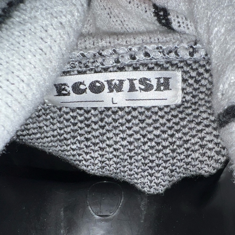 Ecowish White & Black Striped Turtleneck Long Sleeve Relaxed Fit Sweater Size L - Picture 9 of 9